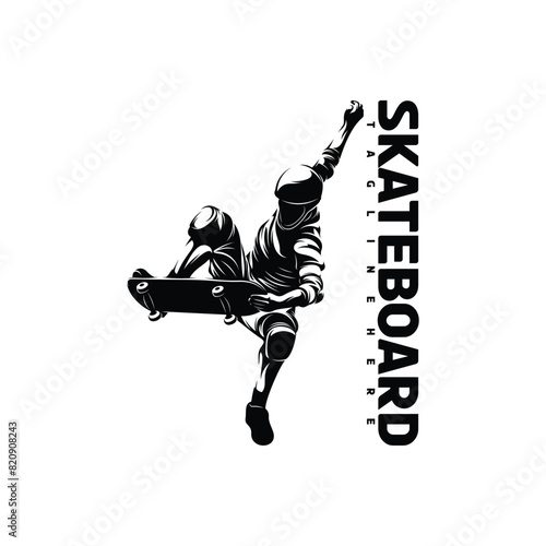 Skateboarding player vector illustration design. silhouette skateboard abstract