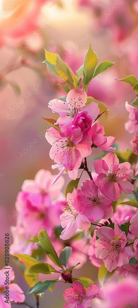 Vibrant Pink Cherry Blossoms in Spring Bloom