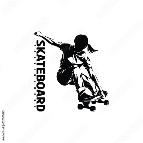 Skateboarding player vector illustration design. silhouette skateboard abstract