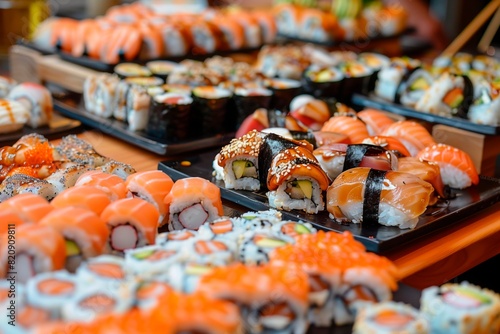 Sushi dish. Japanese food. Lifestyle. Shallow focus
