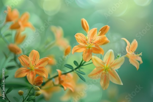 Light green background with beautiful flowers  spring.