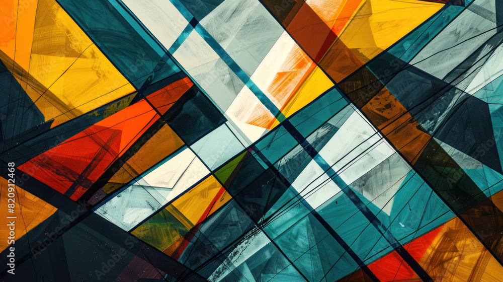 Experience the vibrant energy of abstract geometry, as bold lines and sharp angles intersect to form a visually striking composition that commands attention Experience the vibrant energy of abstract geometry, as bold lines and sharp angles intersect to form a visually striking composition that commands attention