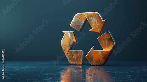 2005 01 3D render of A symbol representing waste reduction.,on a solid background