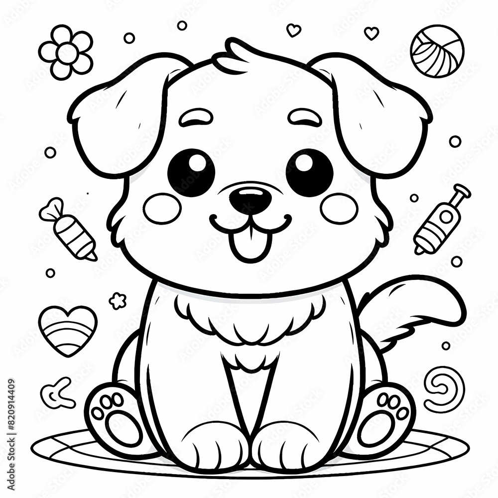 Fototapeta premium Cheerful Pup: Fun Coloring Page for Kids