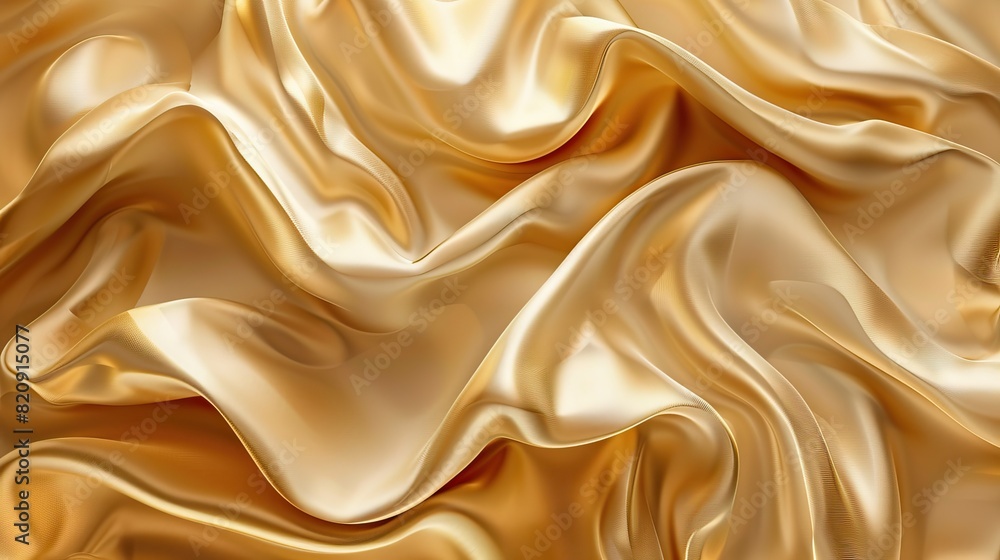 Fototapeta premium Soft golden fabric waves in abstract design