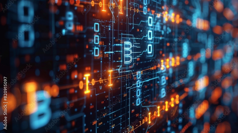 Obraz premium Blockchain visual combined with data protection symbols and security measures