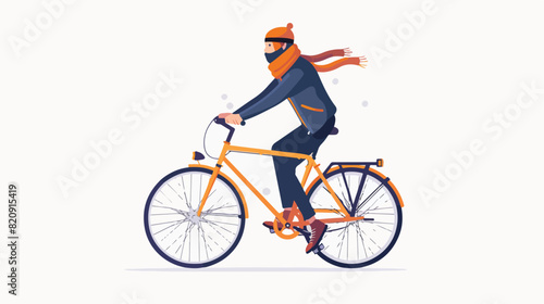Modern millennial cycler man wearing scarf ride urban