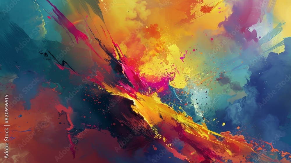 Vivid, dynamic painting bursting with intense colors, Ai Generated Vivid, dynamic painting bursting with intense colors, Ai Generated