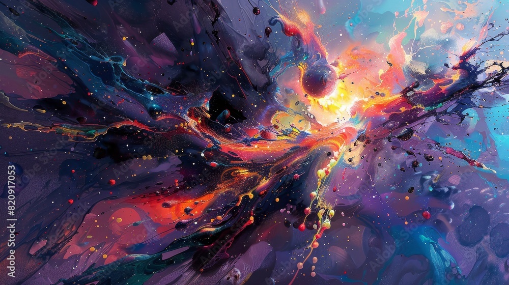 Fototapeta premium A vibrant painting depicting an intense, dynamic scene, Ai Generated