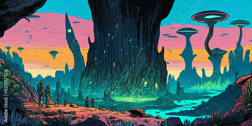 Alien fantasy landscape. Di...