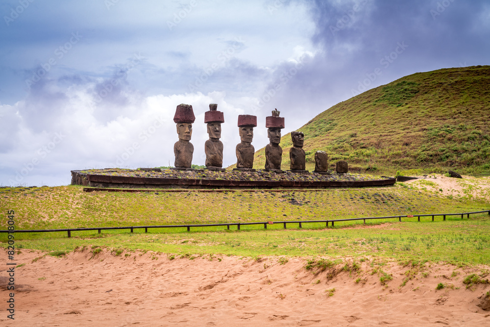 custom made wallpaper toronto digitalmoais on Anakena beach, Rapa Nui, on Easter Island