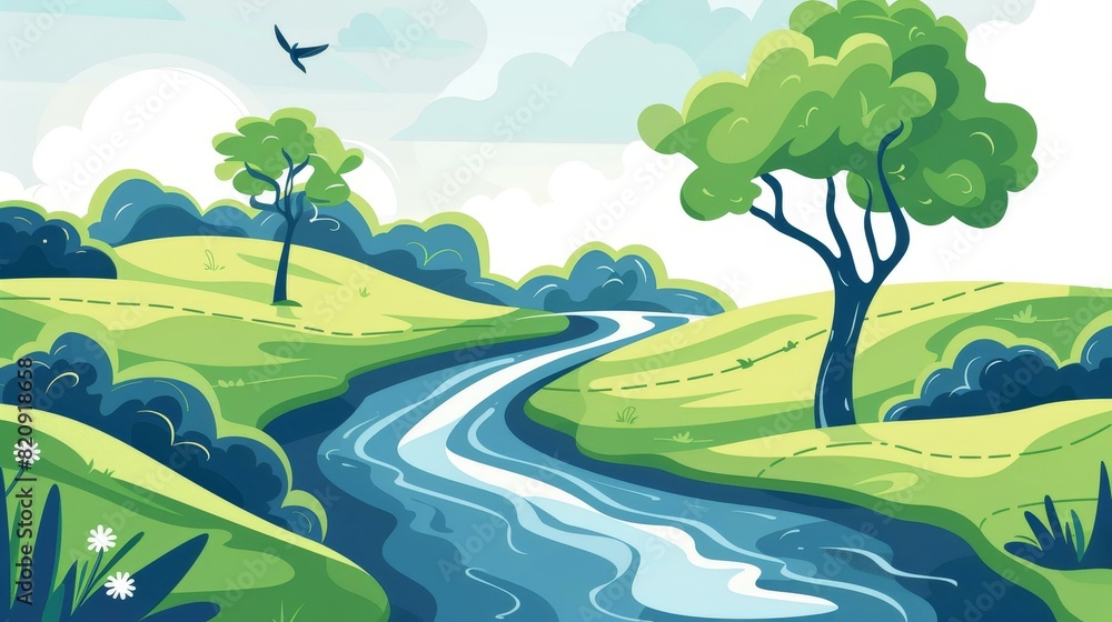 A surreal landscape where rivers mystically flow upwards. A surreal landscape where rivers mystically flow upwards.