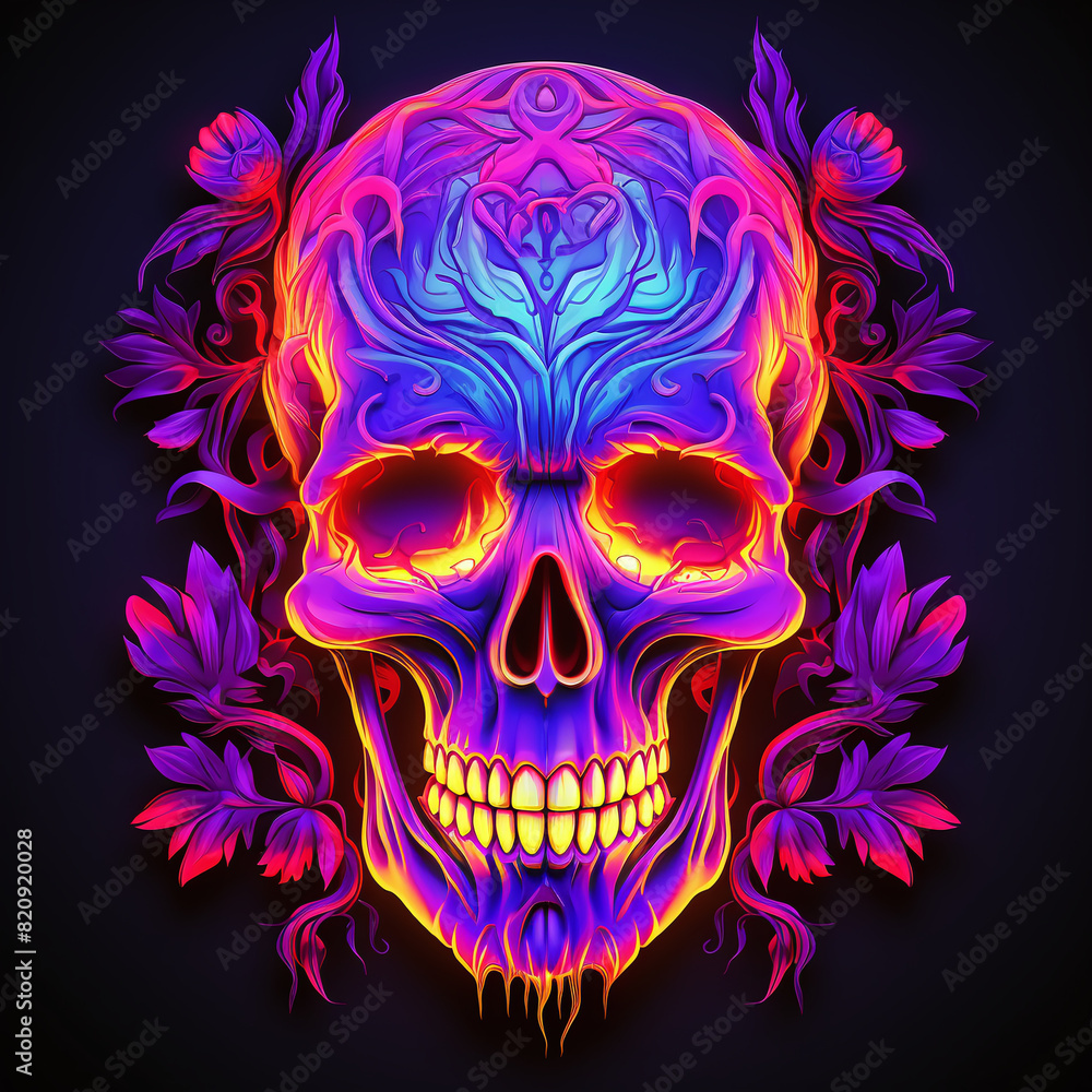 Neon trashcore skull vector style illustration. Neon trashcore skull vector style illustration.