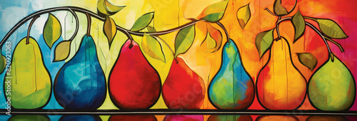 colorful pears illustration for background Fruits background image HD