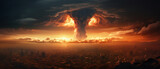 A nuke on city at distance cinemetic background.