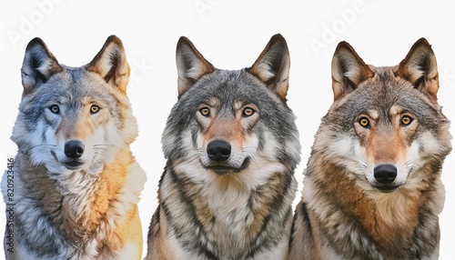 watercolour illustration of three wolfs isolated on white background as transparent png generative ai clipart animal bundle