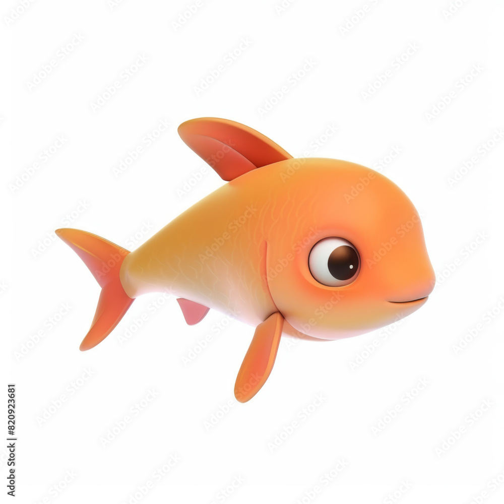 fish icon in 3D style on a white background fish icon in 3D style on a white background