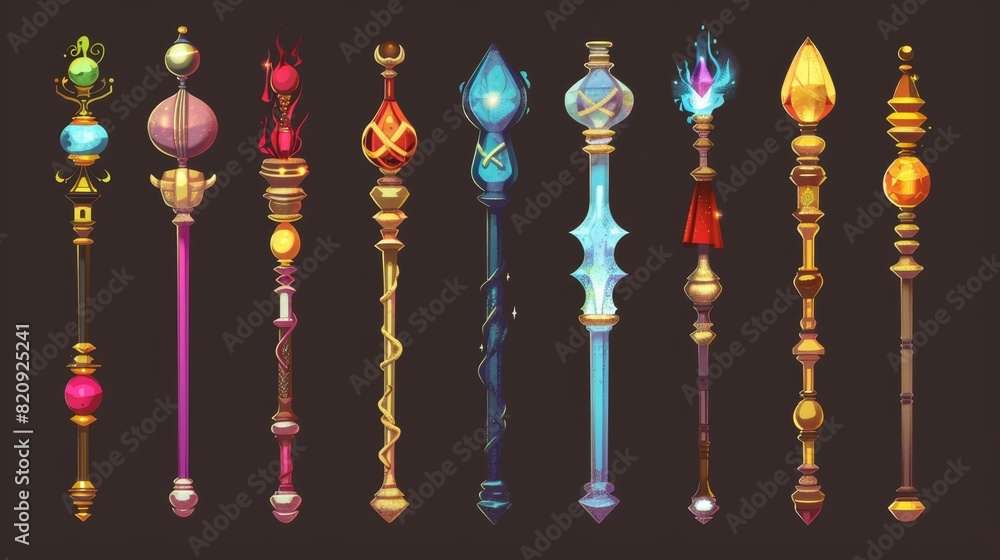 An exclusive metal fantasy scepter designed for game level rank UI. A