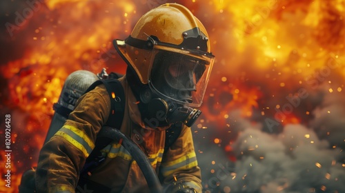 a firefighter in a fire scene