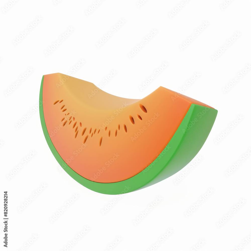 piece of melon icon in 3D style on a white background piece of melon icon in 3D style on a white background