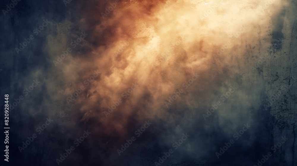 Dramatic Single Spotlight with Smoke on Grunge Wall Background with Textured Shadows   Watercolor Illustration
