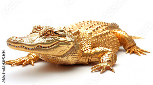 golden crocodile animal isolated on white background