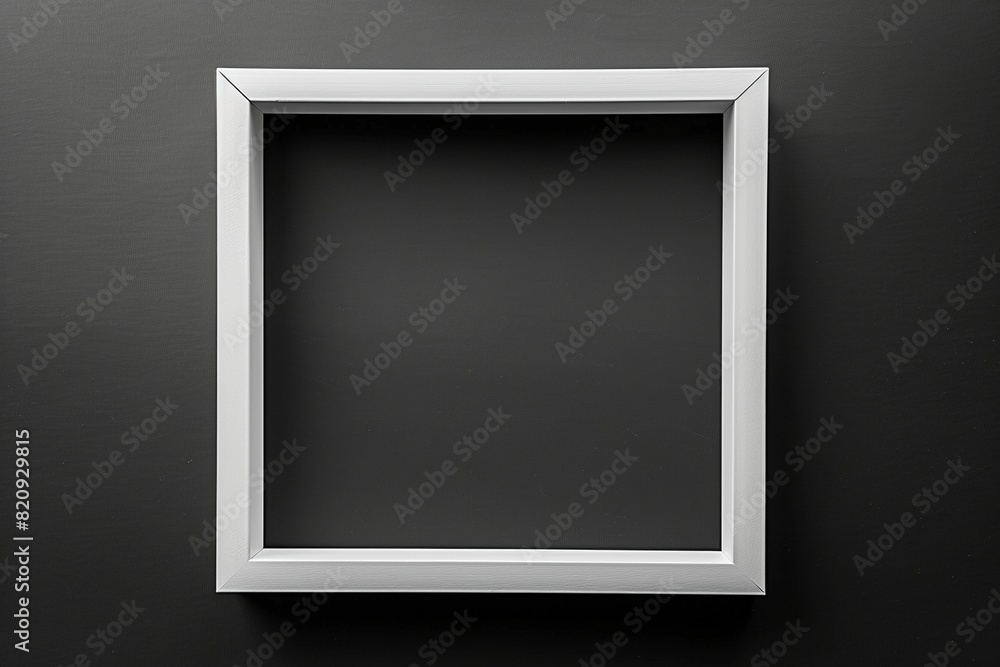 Minimalist composition: white matte luma box frame with rounded edges, isolated on a stark black background Minimalist composition: white matte luma box frame with rounded edges, isolated on a stark black background