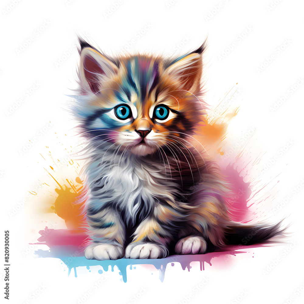 Cute Cat with paint effects
