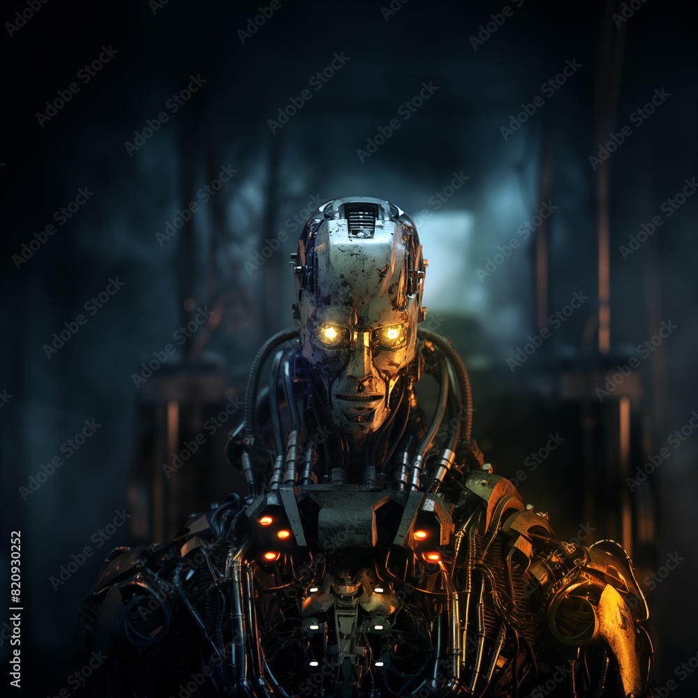 Fototapeta premium image of a robot with glowing eyes
