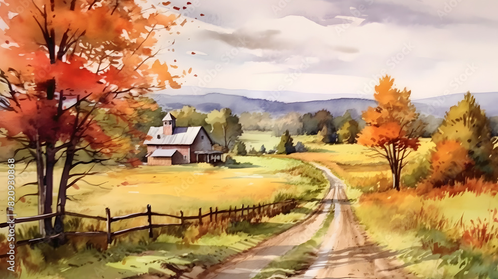 Country Roads Watercolor