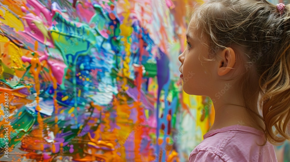 Fototapeta premium Child's imaginative artwork showcased with pride. Fostering creativity and imagination