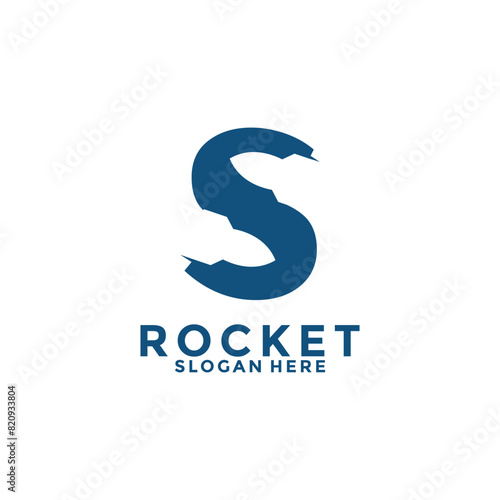 Letter S rocket logo design, rocket launch logo vector image with letter