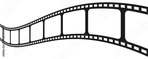 Film strip, 35mm curved photo frame. Vector background
