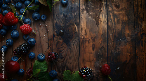 Delicious ripe berries on wooden background