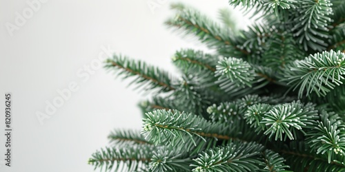a close up of a pine tree with needles on it s branches and a white background
