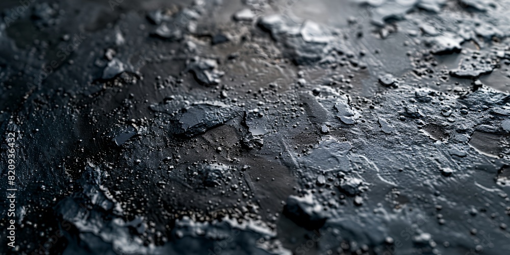 Close up of black surface with white dots on it and water droplets on the surface. Close up of black surface with white dots on it and water droplets on the surface.