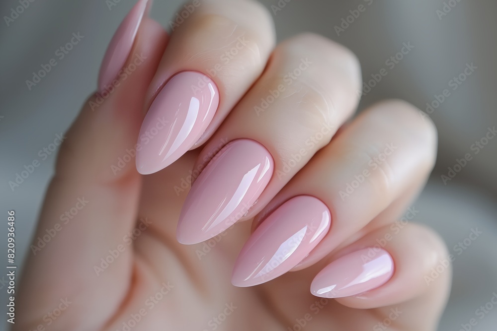 a woman's hand with a pink manicure on nails and a white background a woman's hand with a pink manicure on nails and a white background