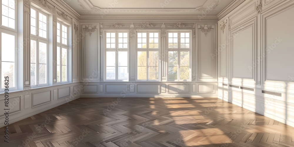 Obraz premium a room with a lot of windows and a wooden floor