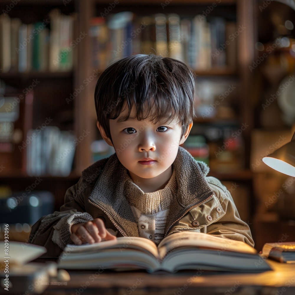 child reading a book