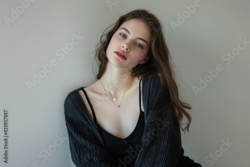 Feminine Grace. Stunning Woman Embracing Natural Beauty and Timeless Style
