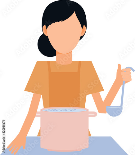 The girl is boiling water.