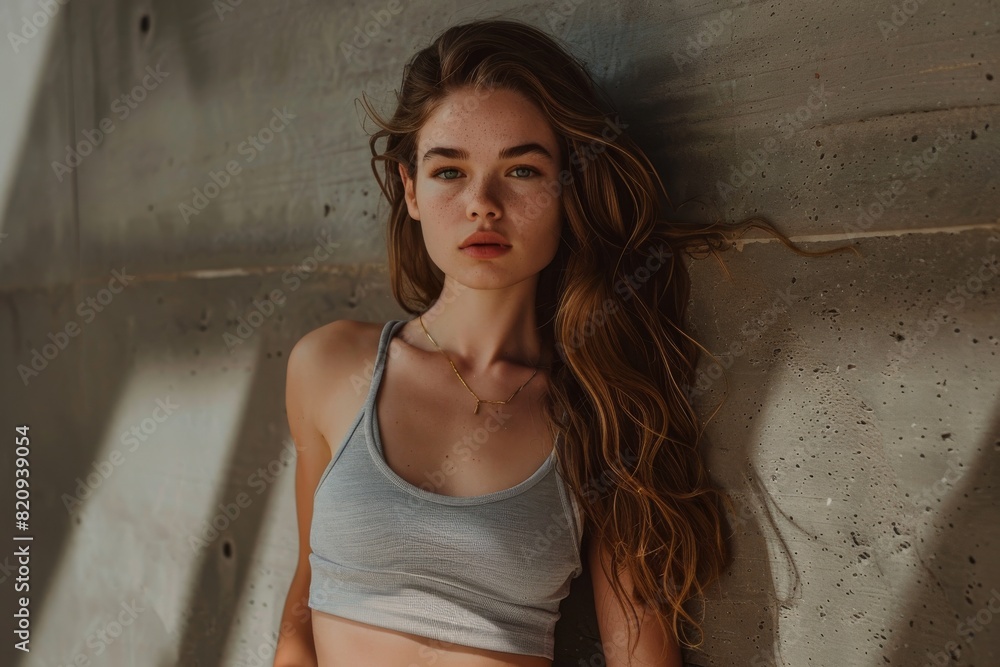 Fototapeta premium Modern Beauty. Captivating Woman Showcasing Fashionable Style and Empowered Confidence