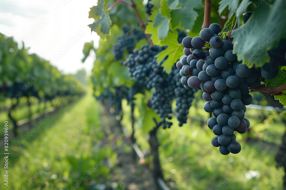 Expansive vineyards filled with ripe grapes, showcasing the beauty and abundance of large plantations. Expansive vineyards filled with ripe grapes, showcasing the beauty and abundance of large plantations.