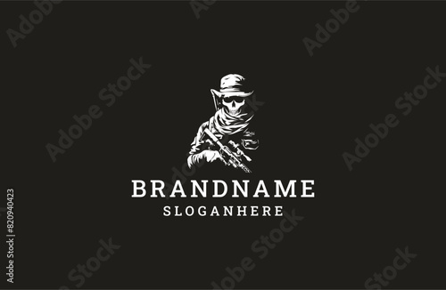 Skull army logo template vector illustration design