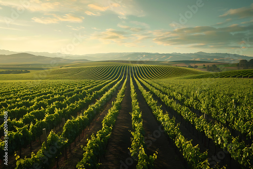Expansive vineyards filled with ripe grapes, showcasing the beauty and abundance of large plantations.