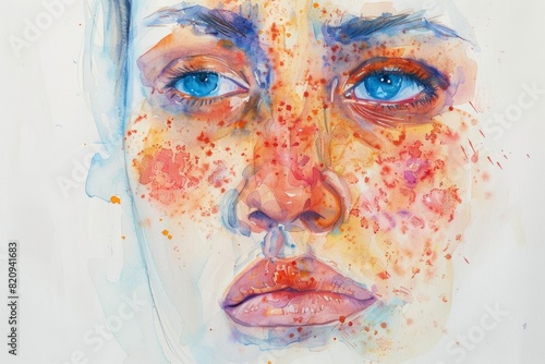 Irritated Skin from Heat Rash Rendered in Watercolor