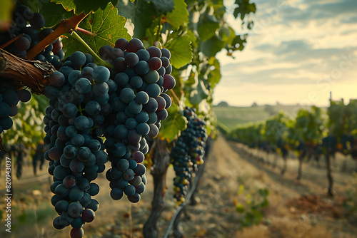 Wallpaper Mural Expansive vineyards filled with ripe grapes, showcasing the beauty and abundance of large plantations. Torontodigital.ca