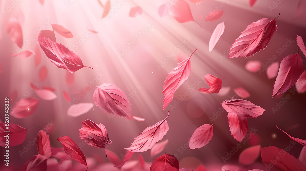 Flying leaves effect with mild sunbeam in 3d illustration vector Flying leaves effect with mild sunbeam in 3d illustration vector