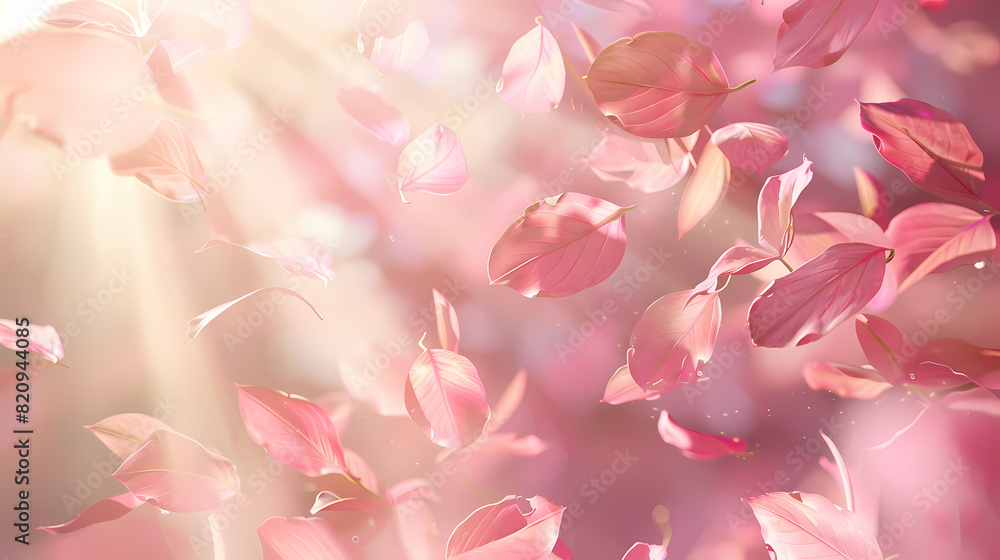 Flying leaves effect with mild sunbeam in 3d illustration vector Flying leaves effect with mild sunbeam in 3d illustration vector