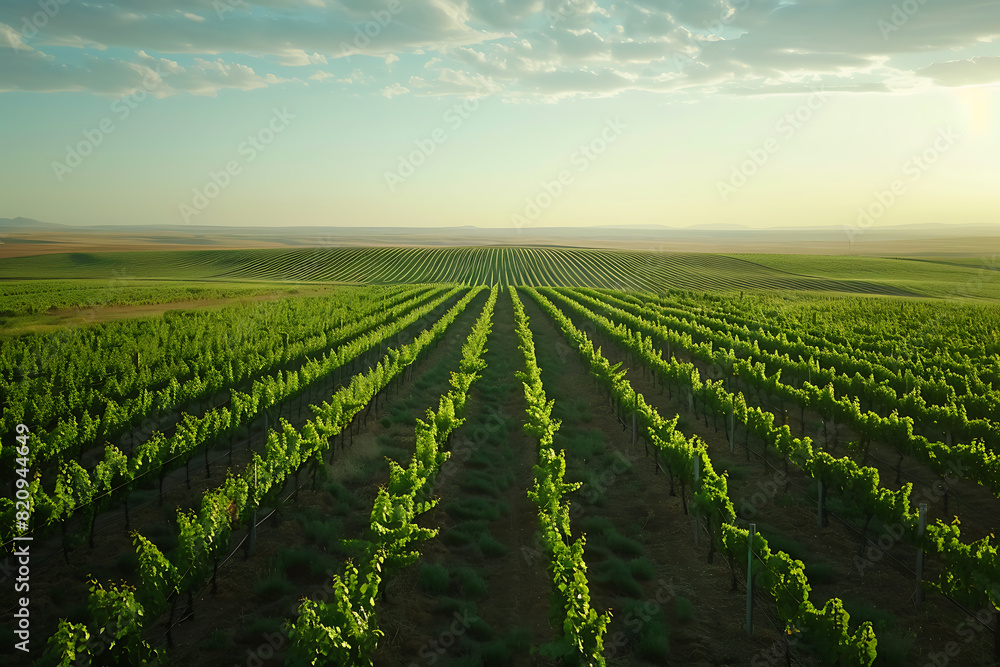 Expansive vineyards filled with ripe grapes, showcasing the beauty and abundance of large plantations.